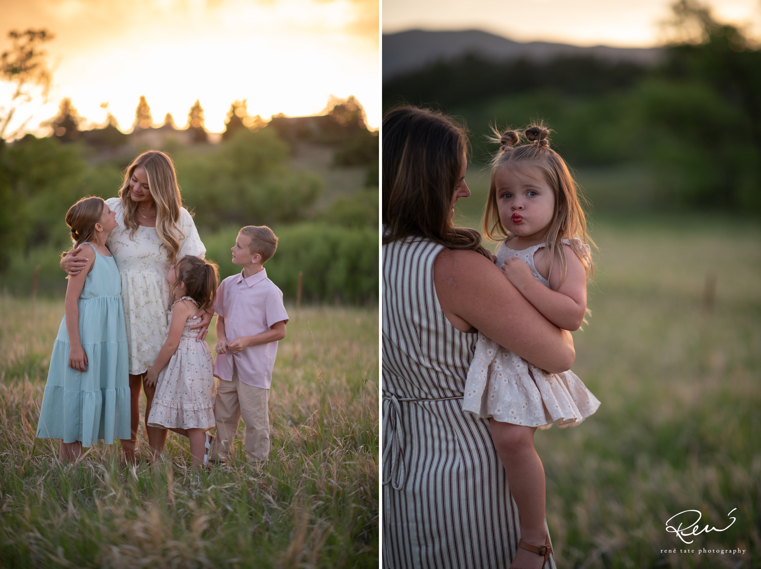 Candid family interaction during a multigenerational family photo session in Colorado Springs, Colorado.